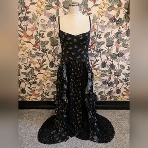 We Are HAH- Black floral midi dress- Size S